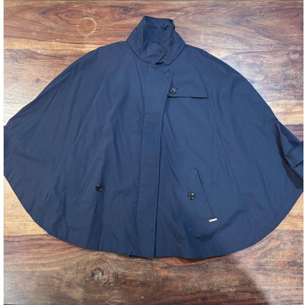 MICHAEL Michael Kors trench cape women size M navy blue water resistant zip coat
